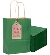 qiqee 24 Pcs Deep Green Mini Paper Gift Bags with Handles 6