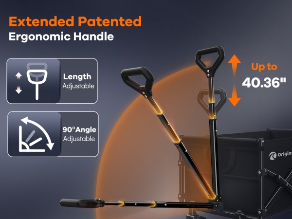 anti-drop extended patented ergonomic handle up to 40.36''