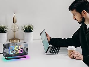 Projection Alarm Clock,7.4 in LED Mirror Digital Clocks