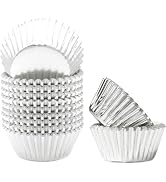 qiqee Silver Foil Cupcake Liners For Baking 500pcs Baking Cups Thick & Sturdy, Oil Resistance, Mu...