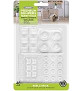 Slipstick Premium Adhesive Clear Bumper Pads 48 Piece Variety Pack, Round and Square Rubber Feet ...
