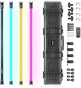 Godox TL120 RGB Tube Light 4 Packs, 2700K-6500K Rechargeable Dimmable Full Color LED Video Light ...