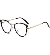 LJCZKA Blue Light Blocking Glasses for Women Cat Eye Computer Gaming Eyeglasses Cateye Metal Fram...