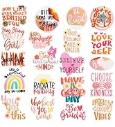 Jongdari 20pcs Positive Affirmations Iron on Patches, Pink Cute Teens Boho Positive Quotes Embroi...