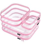 YQBRAO 6PCS Clear Hard Shell Zipper Case, Clear Travel Cosmetic Bag, Toiletry & Makeup Case, Zipp...
