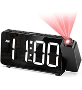 Ankilo Projection Alarm Clocks for Bedrooms, Large LED Display Digital Clock with 180° Rotatable ...