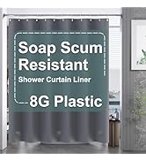 AmazerBath Dark Grey Shower Curtain Plastic, PEVA Shower Curtain Heavy Duty, Gray Shower Curtains...