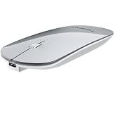 FENIFOX Wireless Bluetooth Mouse, Ultra-Thin Flat and Slim Silent USB-C Rechargeable Travel Mini ...