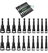 Magnetic Nut Driver Set, 20-Piece Metric & SAE 1/4" Hex Shank, Drill Socket Set, Impact Driver Bi...