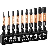 GRENPRO Allen Wrench Drill Bit Set 10pcs Metric,Impact Hex Head Screwdriver Bit Set,1/4” Hex-Shan...
