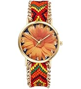 JewelryWe Bohemian Weave Bracelet Watch - Handmade Ethnic Style Adjustable Braided Boho Wristwatc...