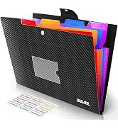 5 Pocket Accordion File Organizer, Expandable File Folder with Labels, A4 Letter Size Portable Do...