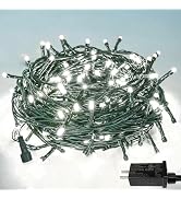YIQU White 82FT 200 LED Christmas String Lights Outdoor/Indoor (Extendable Green Wire, Ultra-Brig...
