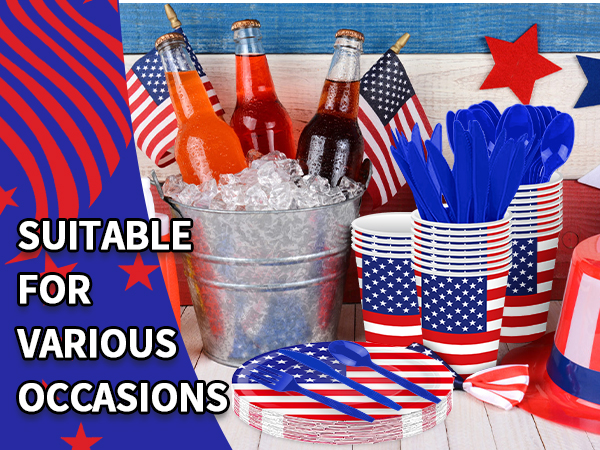 USA Flag Disposable Tableware Set