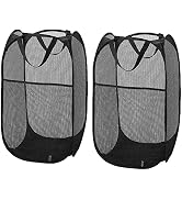 Larpur Popup Mesh Laundry Basket, Collapsible and Portable Clothes Washing Laundry Hamper with Re...