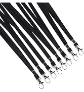 Happy Trees Black Lanyards Bulk for ID Badges, Breakaway Lanyard with Swivel Hooks, Neck Straps f...