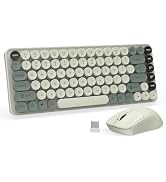Wireless Keyboard and Mouse Combo, Colorful 85 Keys Round Keyboard Mouse Set, with Fn Multimedia ...