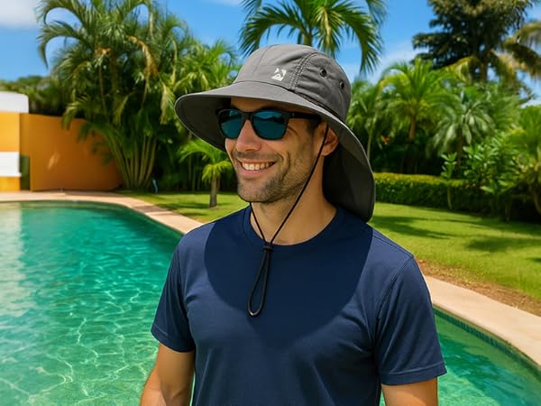 xl xxl big large upf uv 50 neck flap wide brim sun fishing hat