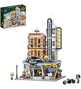 PANTASY Retro Motorcycle Diner & Bar Building Set - Modular Street Corner Architecture Kit with I...