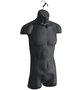 Male Molded Black Shatterproof Hollowback Torso Form - Fits Men's Sizes S-L (3 Pack) - Hanging Fa...