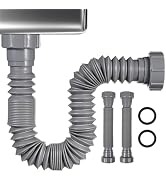 2 Pack Flexible Sink Drain Pipe, Expandable 1-1/2" P Trap Replacement Kit, Universal Adjustable E...