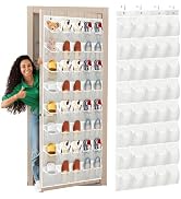 Over the Door Shoe Organizer, 40 Large Mesh Pockets Hanging Shoe Rack Organizer for Closet Behind...