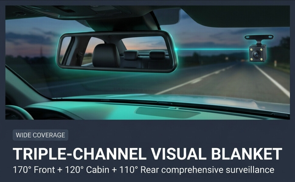 Shkalacar 3 Channel Dash Cam WIFI 3 Cameras