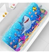 XIYUNTE Baby Bath Mat for Tub Non Slip Kids Bath Mat - 40''x16'' Extra Long Cartoon Shark Baby Ba...