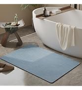 Mecko Bath Mat Rug, Rubber Non-Slip Quick Dry Absorbent Thin Bathroom Rugs Fit Under Door Bathroo...