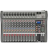 IOENC 16-Channel Professional Audio Mixer,DJ Mixer Board with Bluetooth,48V Phantom Power, for Li...