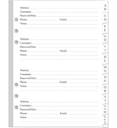 Password Book Refills for A5 Binder - A-Z Password Notebook Refill Paper with Alphabetical Tabs, ...