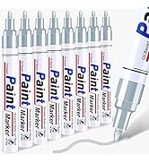 Silver Paint Pen Permanent Metallic Marker - 8 Oil Based Paint Pens, Medium Tip, Quick Drying and...