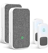 Wireless Doorbell, Remote Door Bell Ringer Wireless Long Range 1300FT with Fabric Finish, Coolqiy...