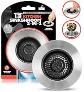 SinkShroom Kitchen Sink Drain Strainer, 2-in-1 Pop-Up Sink Stopper & Strainer with Removable Anti...