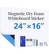 OUKMIC 24"x16" Self-Adhesive Magnetic Dry Erase Whiteboard Sticker | Includes Markers, Magnetic E...