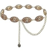 TOPACC Western Metal Concho Belt for Women Cowgirl Chain Belts for Dresses Jeans Country Concert ...