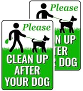 Clean Up After Your Dog Signs 12" x 9" with Metal H-Stakes | Dog Stake for Yard Pick Up After You...