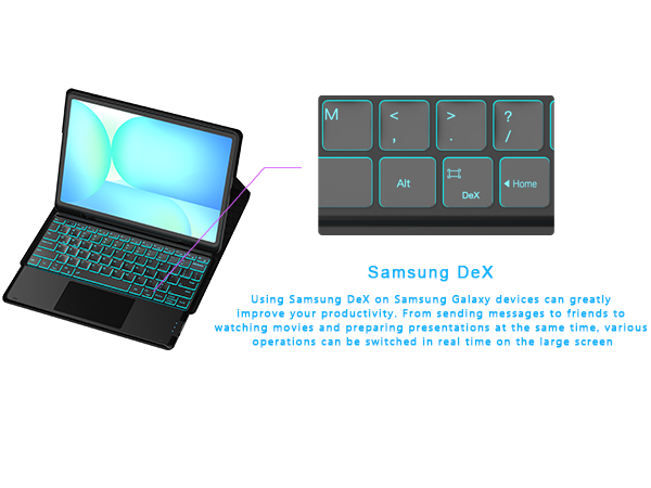 S10 FE+ tablet case with keyboard mouse