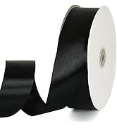 TONIFUL 1-1/2 Inch (40mm) x 100 Yards Black Wide Satin Ribbon Solid Fabric Ribbon for Gift Wrappi...