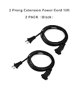 2-Pack 2 Prong Extension Power Cord 10ft,US Male/Female Power Cable for NEMA 5-15P to NEMA 5-15R(...
