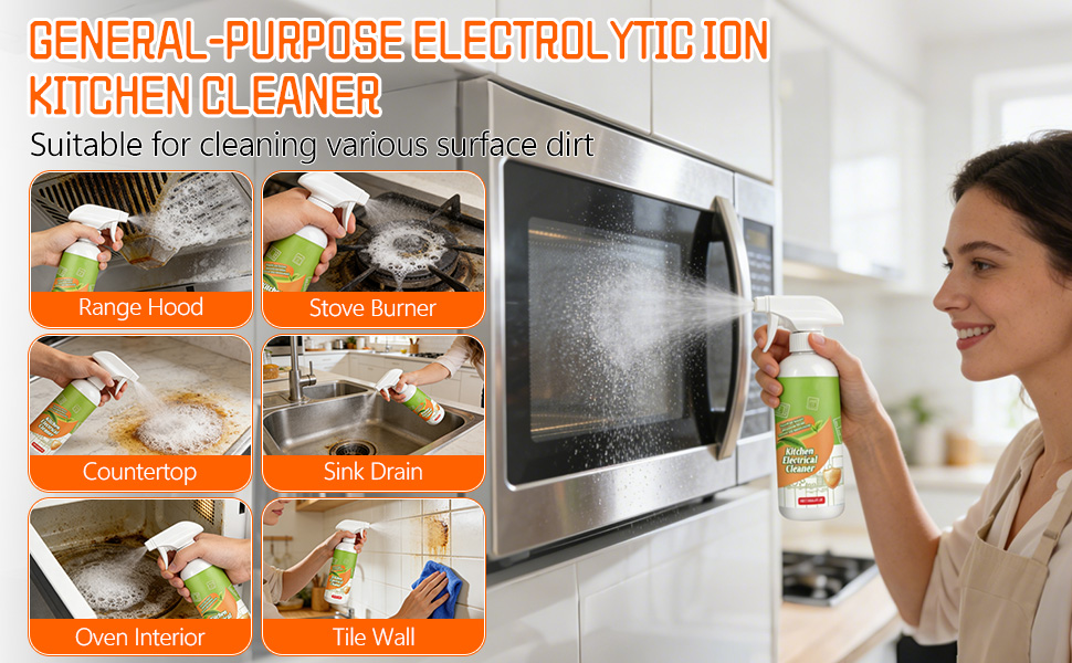 Multi-Functional Electrolytic Kitchen Cleaner, Easy To Use, Saves Time And Effort