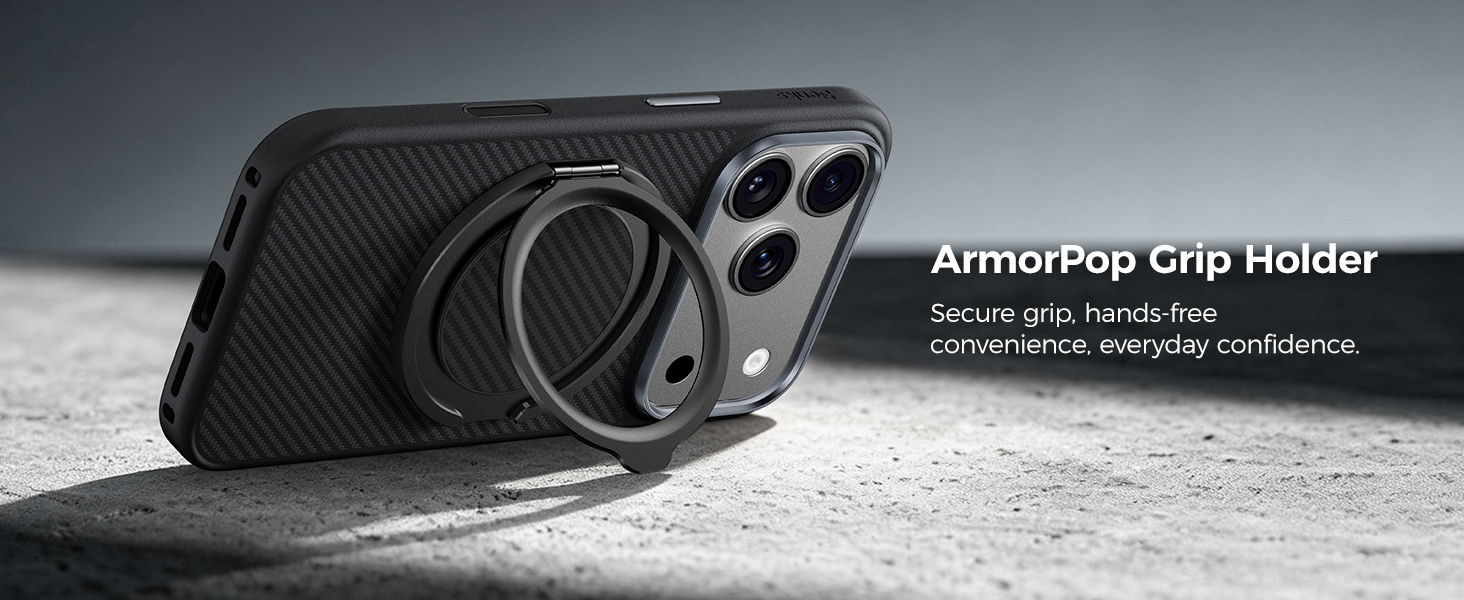 iPhone 18 pro case with ArmorPop Ring Stand