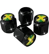 4 Pcs Jamaica Flag Jamaican Flag Tire Valve Stem Caps Cover, Metal Black Air Valve Cap, Aluminum ...