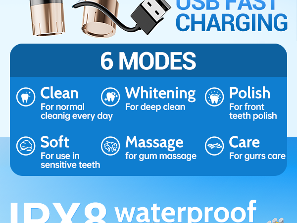 Six gear electric toothbrush