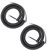 Telephone Cord 25 FT Uncoiled (3.1 FT Coiled), 2 Pack Phone Cord for Landline, RJ9 Black Long Pho...