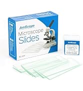 AmScope BS-50P-100S-22 Pre-Cleaned Blank Ground Edge Glass Microscope Slides and 100pc Pre-Cleane...