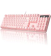 Pink Gaming Keyboard USB Wired Keyboard,MageGee New Mechanical Storm Adjustable Backlight Keyboar...