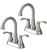 VALISY Brushed Nickel Bathroom Sink Faucets, 360° Swivel High-Arc Spout 2-Handle 4 Inch Centerset...