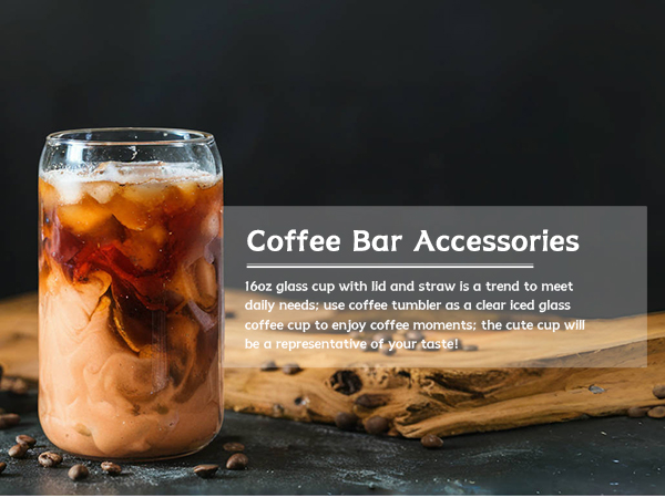 glass tumbler with straw and lid