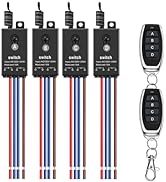 Meskliu 4 Way Mini Remote Control Switch,AC 110V/120V/220V/240V/10A Relay ON/Off Switch with 328F...